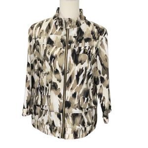 Zenergy by Chicos Zipper Jacket Mock Neck Camouflage Jacket Size 1 US Med/Lg